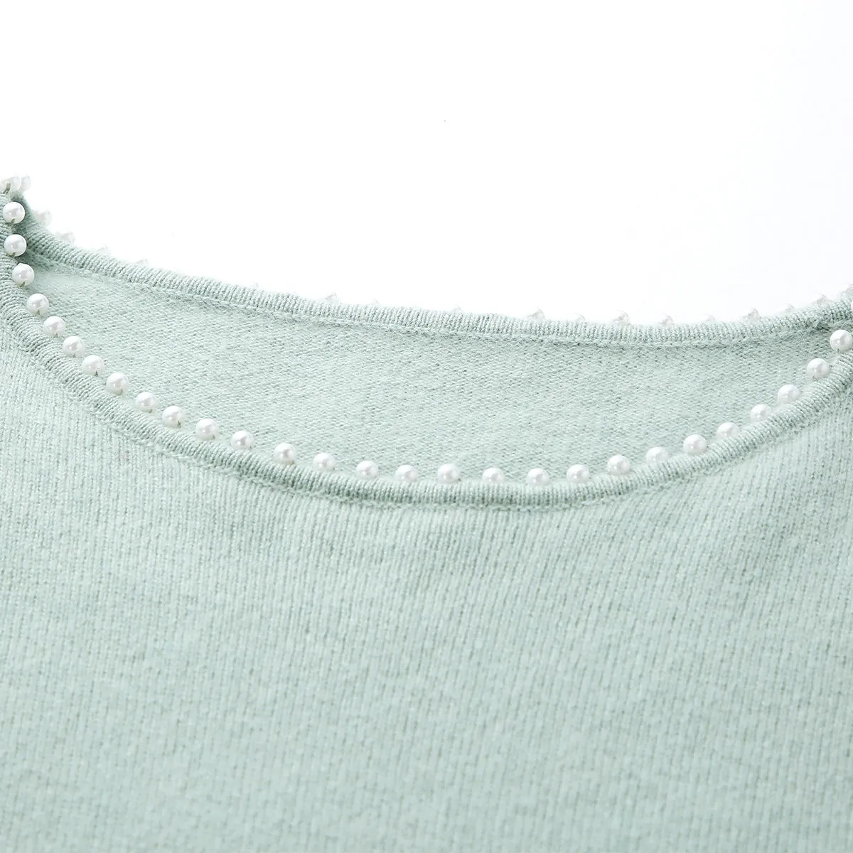 100% Cashmere Women's Pearl-Trimmed Knit Sweater sold by COMOBOCA product image thumbnail 4