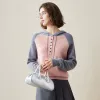 100% Cashmere Women's Color Block Button-Up Hoodie sold by COMOBOCA