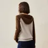 100% Cashmere Women's Color Block Button-Up Hoodie sold by COMOBOCA