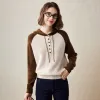 100% Cashmere Women's Color Block Button-Up Hoodie sold by COMOBOCA