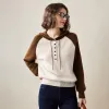 100% Cashmere Women's Color Block Button-Up Hoodie sold by COMOBOCA