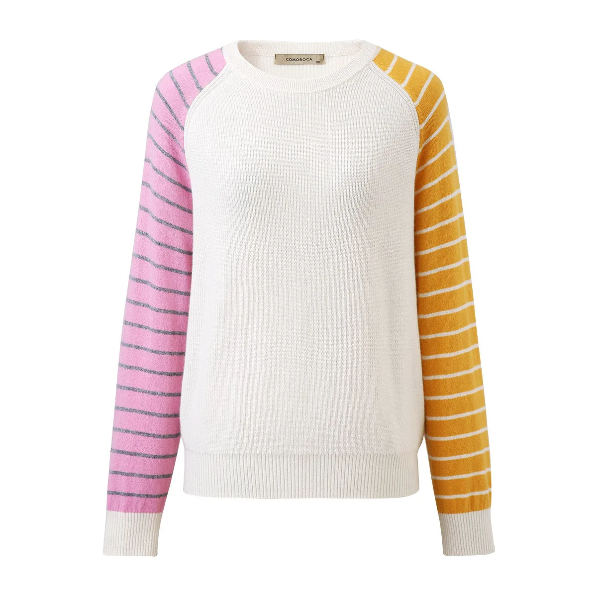 100% Cashmere Color Block Striped Sleeve Sweater sold by COMOBOCA product image thumbnail 4