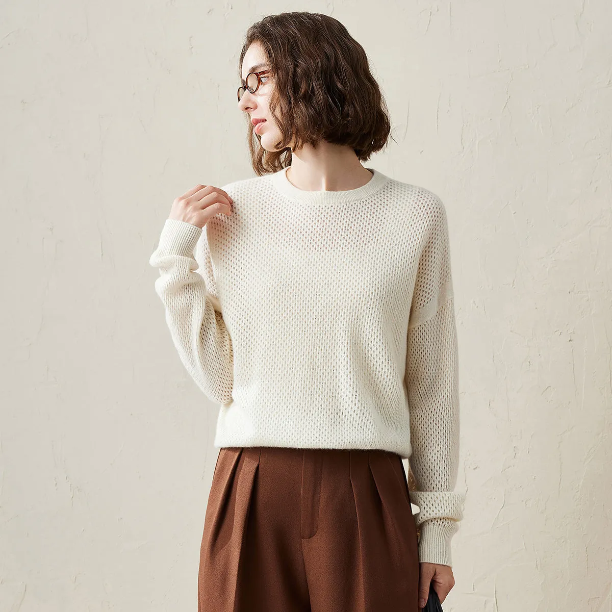 100% Cashmere Women's Breathable Mesh Sweater sold by COMOBOCA