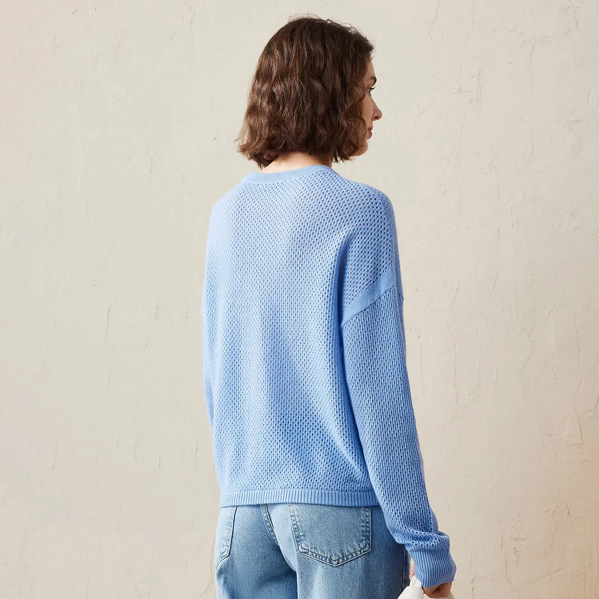 100% Cashmere Women's Breathable Mesh Sweater sold by COMOBOCA product image thumbnail 4