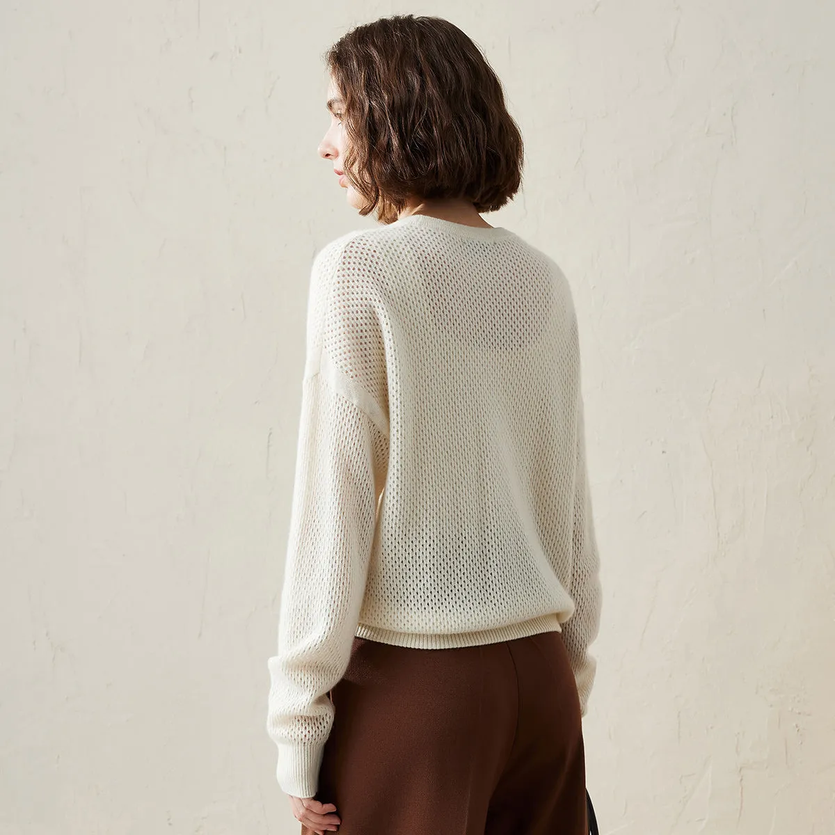 100% Cashmere Women's Breathable Mesh Sweater sold by COMOBOCA product image thumbnail 2