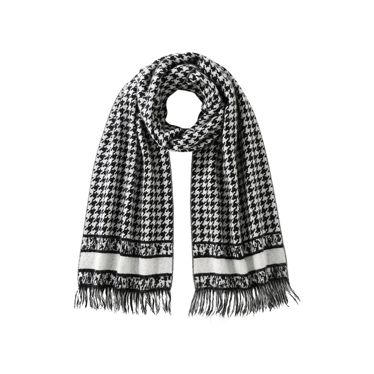 100% Cashmere Houndstooth Patterned Scarf sold by COMOBOCA product image thumbnail 4