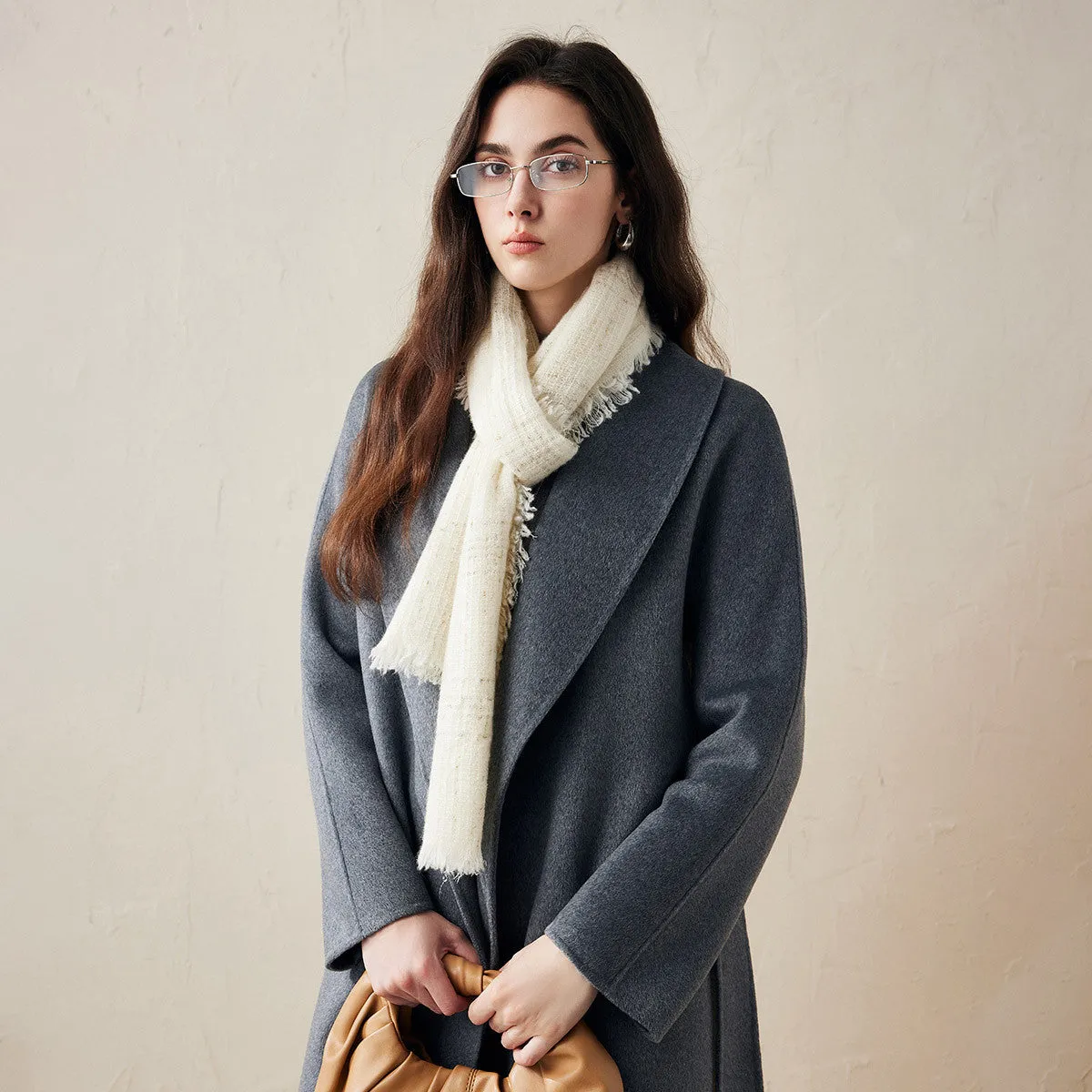 100% Cashmere Scarf with Fringes and Metallic Shimmer sold by COMOBOCA product image thumbnail 5