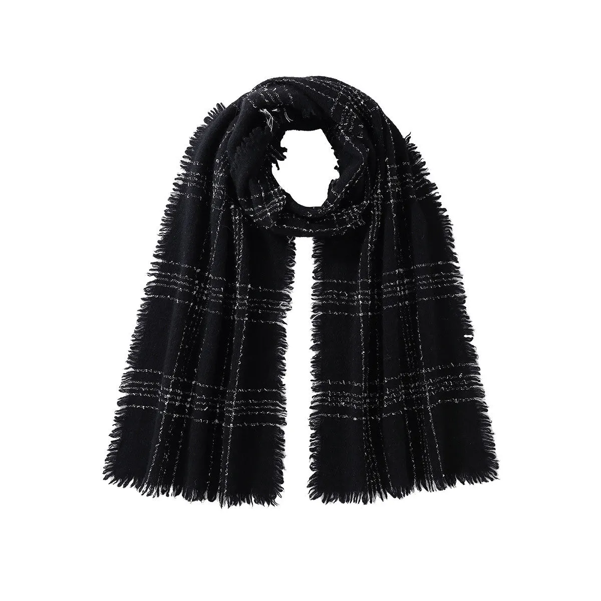 100% Cashmere Scarf with Fringes and Metallic Shimmer sold by COMOBOCA product image thumbnail 2