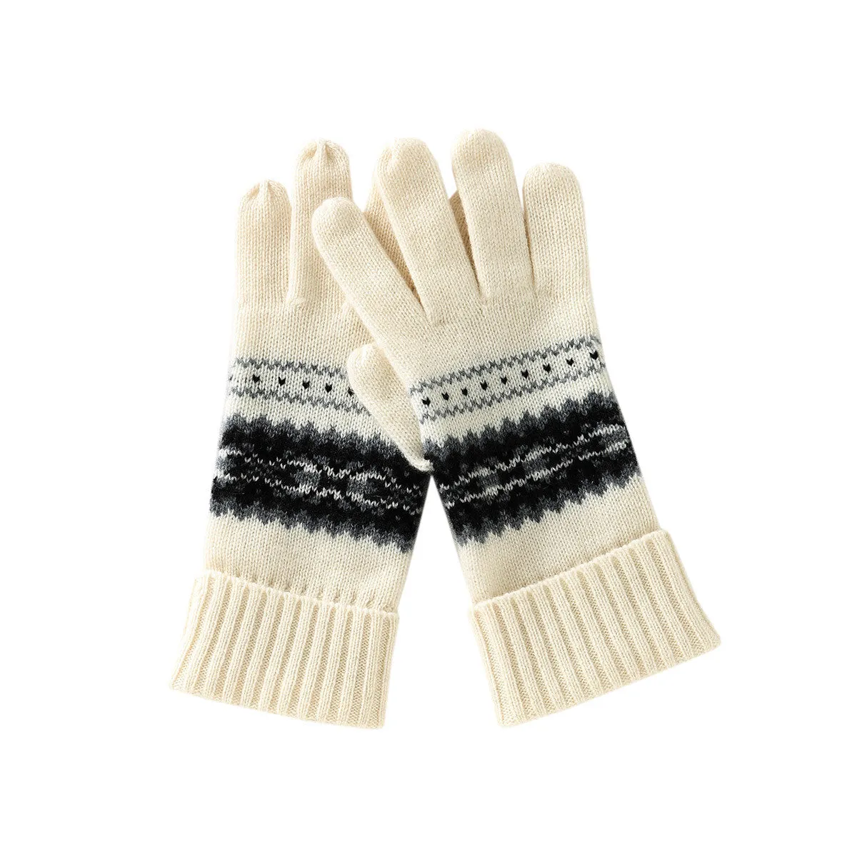 100% Cashmere Soft Knit Gloves with Nordic Design sold by COMOBOCA
