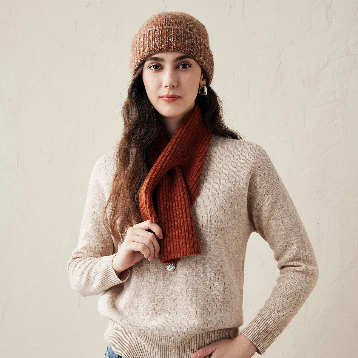 100% Cashmere Ribbed Knit Beanie sold by CB Cashmere product image thumbnail 3