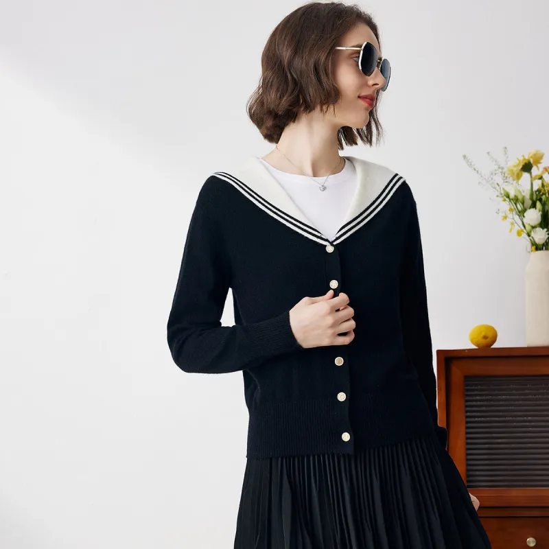 100% Cashmere Women's Sailor Collar Cardigan sold by COMOBOCA