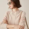 100% Cashmere Knit Hoodies with Contrasting Sleeve Detail sold by COMOBOCA