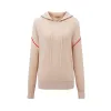 100% Cashmere Knit Hoodies with Contrasting Sleeve Detail sold by COMOBOCA
