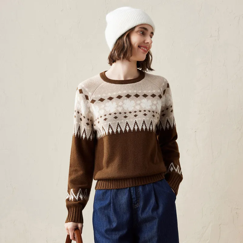 100% Cashmere Vintage Geometric Patterned Knit Sweater sold by COMOBOCA