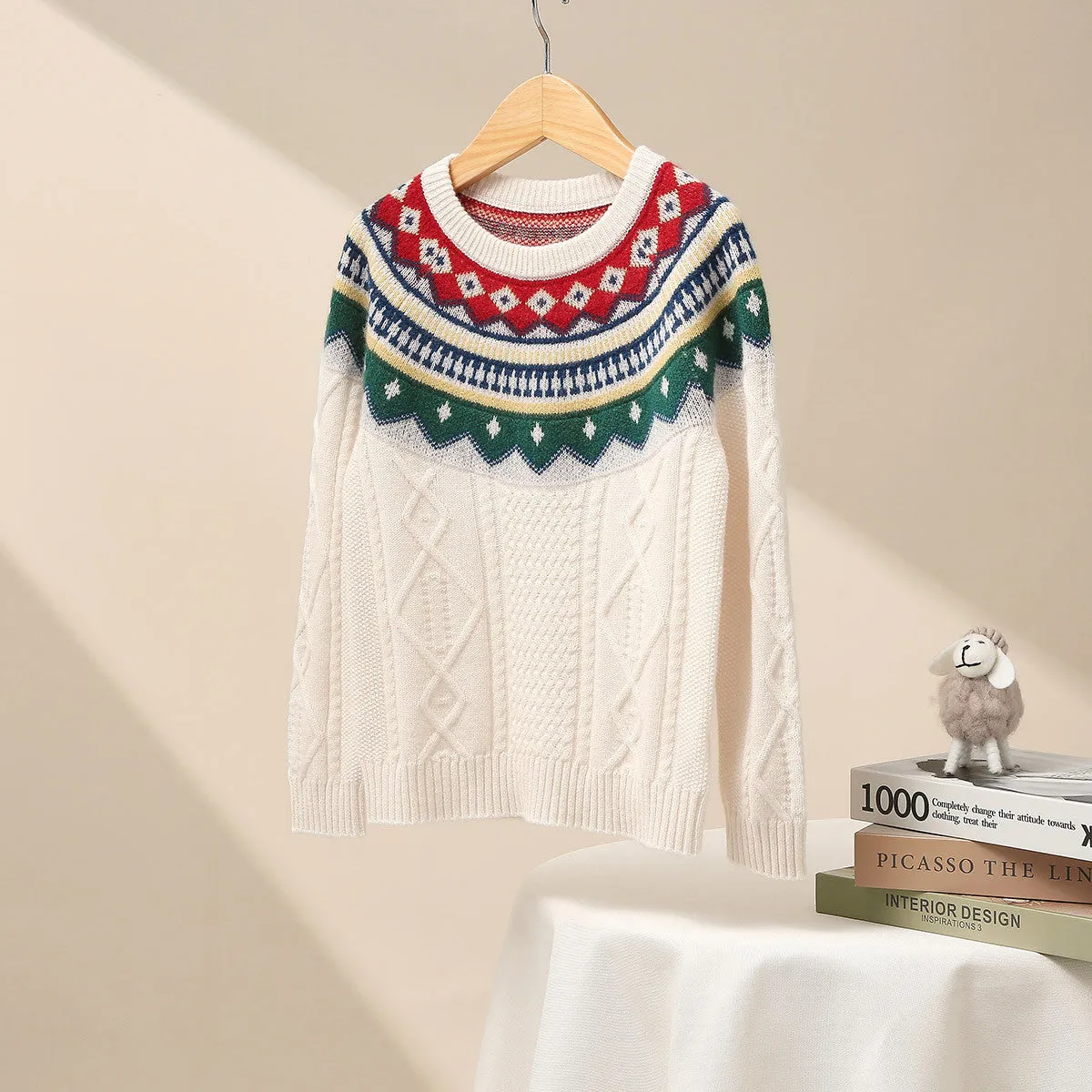 100% Wool Kids' Vintage Inspired Nordic Knit Sweater sold by COMOBOCA product image thumbnail 3