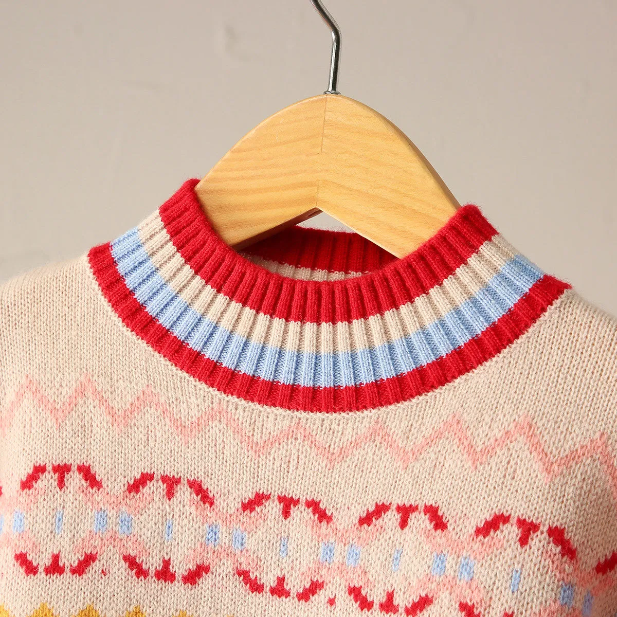 100% Wool Kids' Colorful Nordic Pattern Knit Sweater sold by COMOBOCA product image thumbnail 3