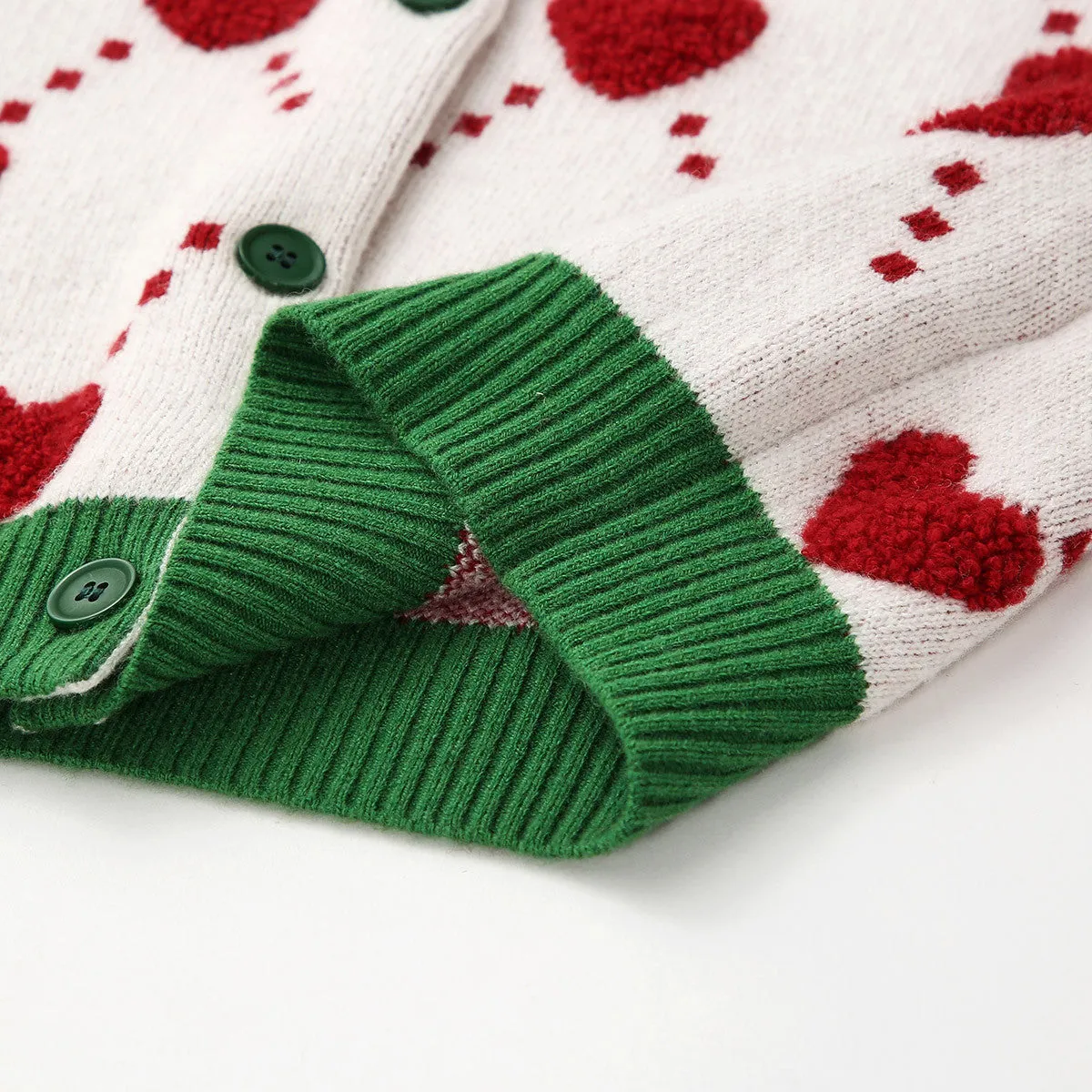 100% Wool Kids' Heart Pattern Knit Cardigan sold by COMOBOCA product image thumbnail 4