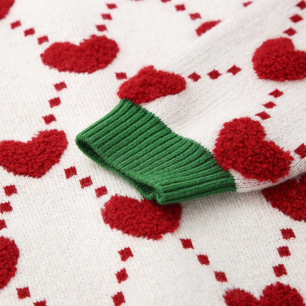 100% Wool Kids' Heart Pattern Knit Cardigan sold by COMOBOCA product image thumbnail 3