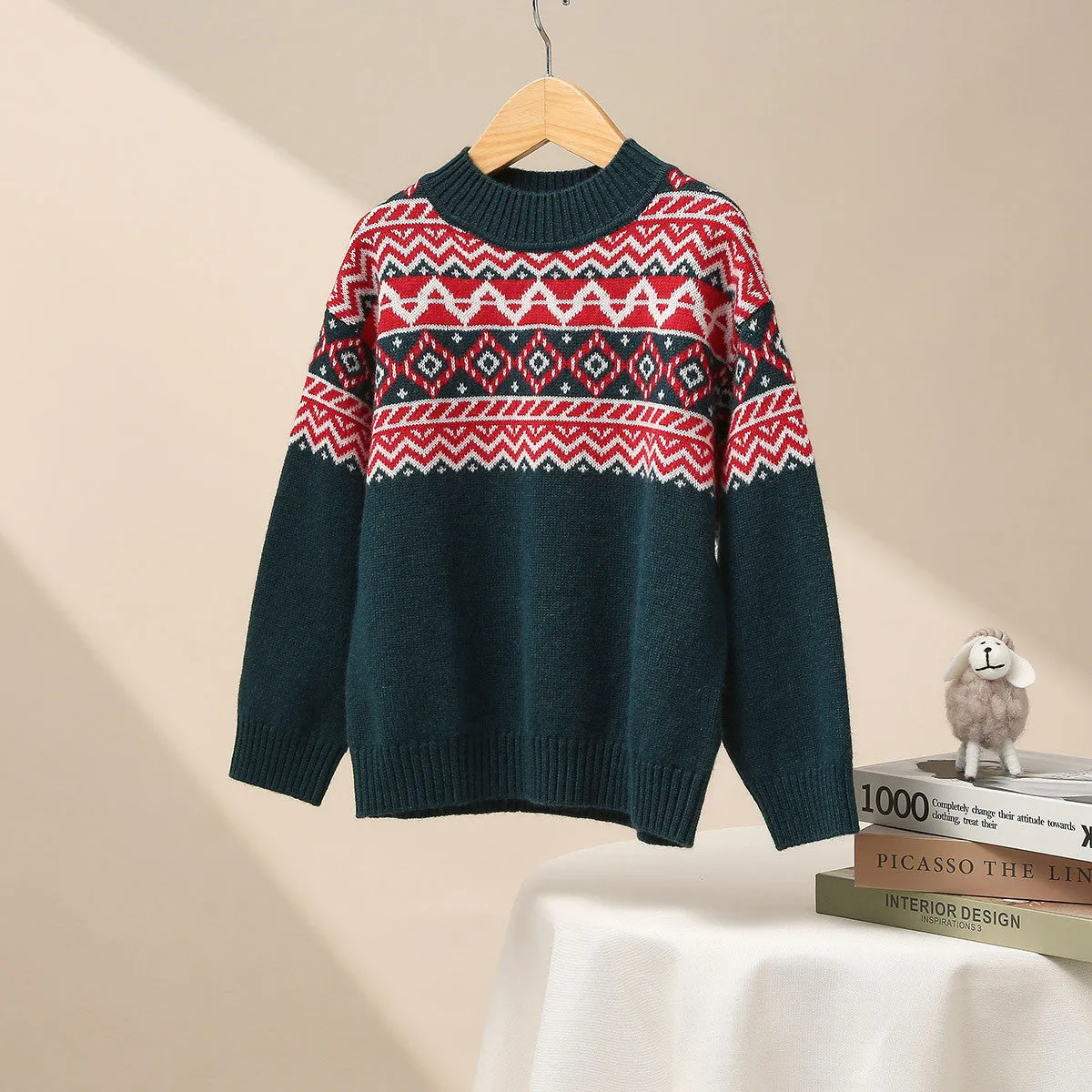 100% Wool Kid's Nordic Patterned Knit Sweater sold by COMOBOCA