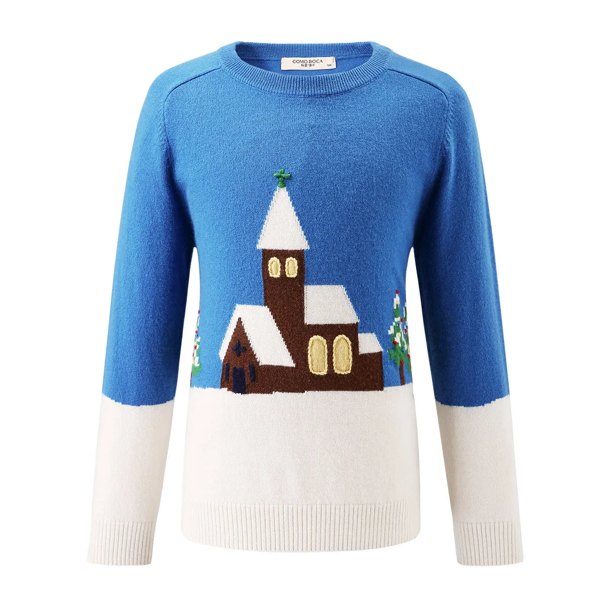 100% Wool Kids' Scenic Holiday Church Knit Sweater sold by COMOBOCA product image thumbnail 2