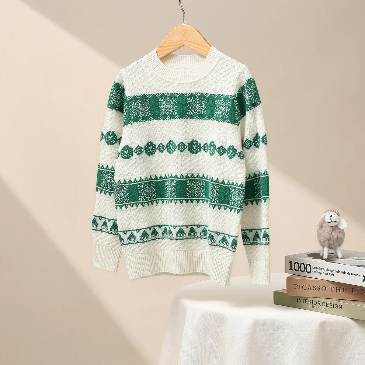 100% Wool Kids' Nordic Snowflake Knit Sweater sold by COMOBOCA product image thumbnail 3