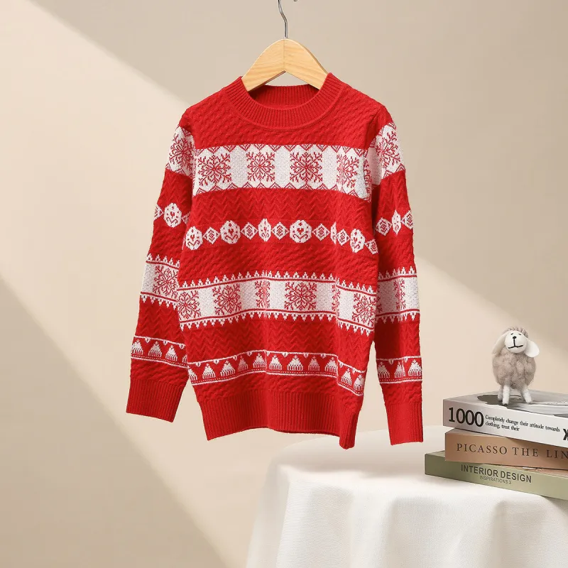 100% Wool Kids' Nordic Snowflake Knit Sweater sold by COMOBOCA