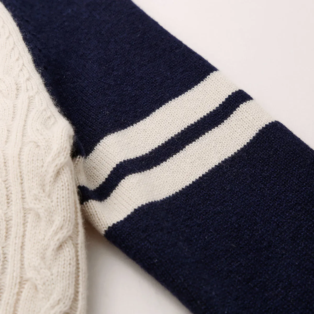 100% Wool Kid's Cable Knit Sweater with Contrast Sleeves sold by COMOBOCA product image thumbnail 5