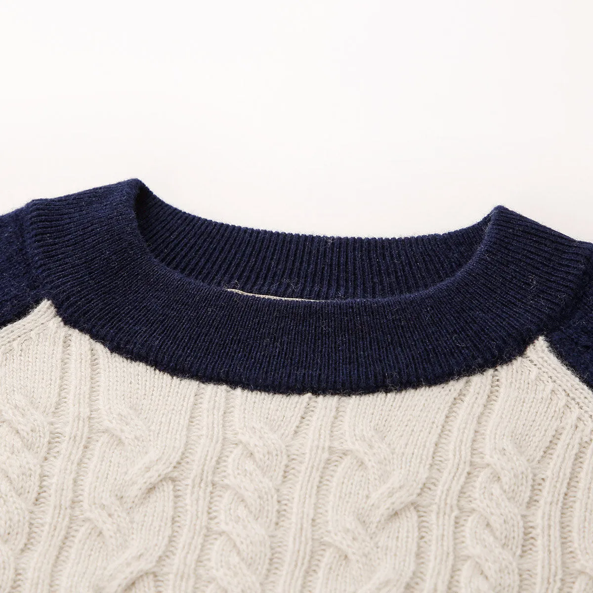 100% Wool Kid's Cable Knit Sweater with Contrast Sleeves sold by COMOBOCA product image thumbnail 3