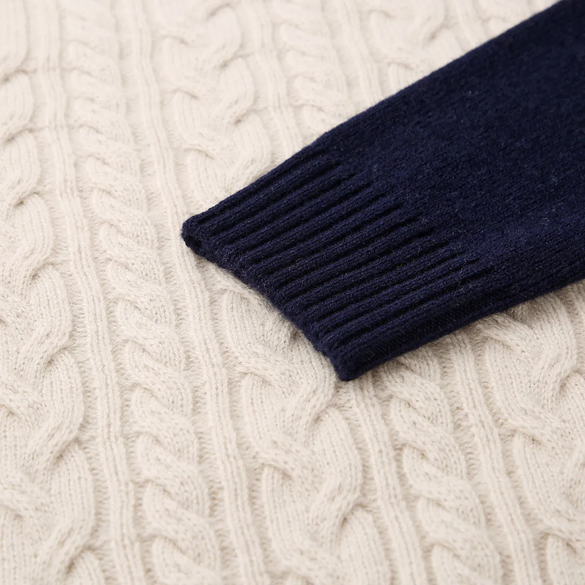 100% Wool Kid's Cable Knit Sweater with Contrast Sleeves sold by COMOBOCA product image thumbnail 4