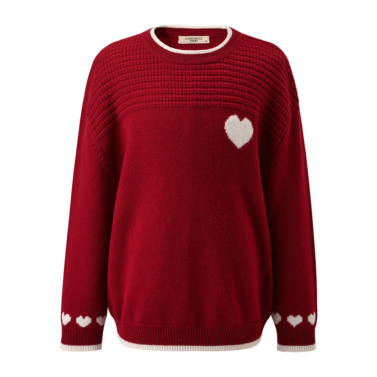100% Wool Kid's Heart Patterned Knit Sweater sold by COMOBOCA product image thumbnail 3