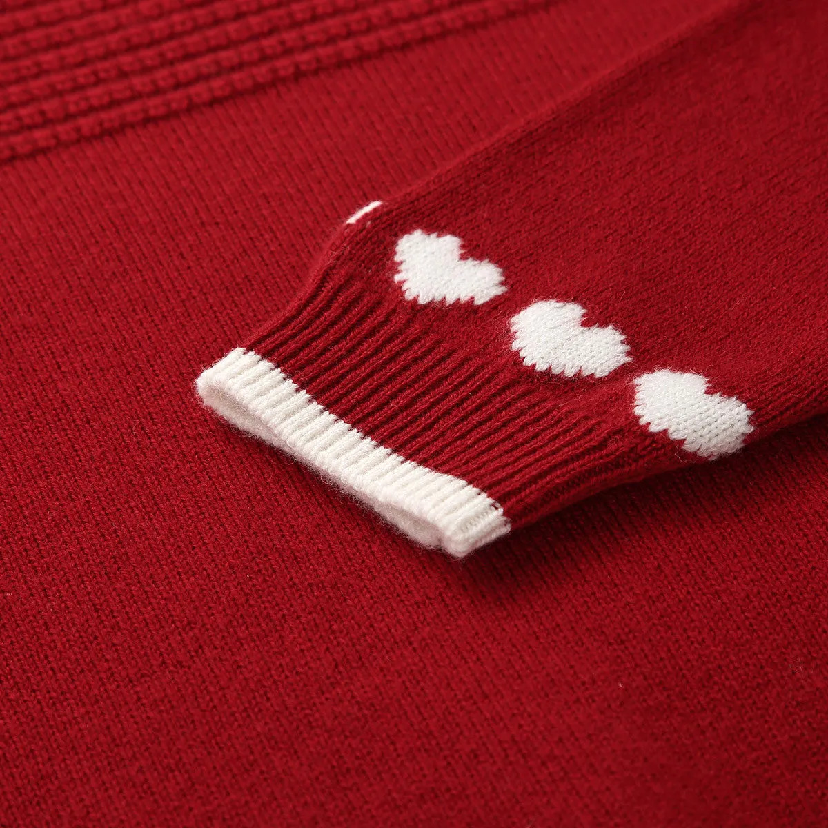 100% Wool Kid's Heart Patterned Knit Sweater sold by COMOBOCA product image thumbnail 4