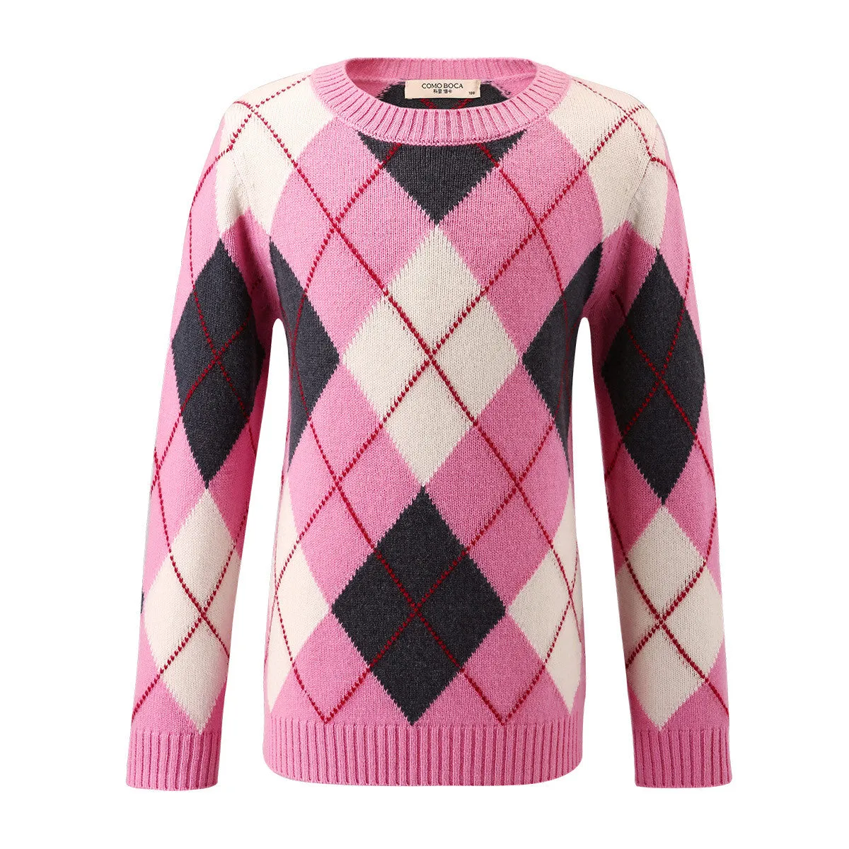 100% Wool Kids' Ribbed Argyle Knit Sweater sold by COMOBOCA product image thumbnail 4
