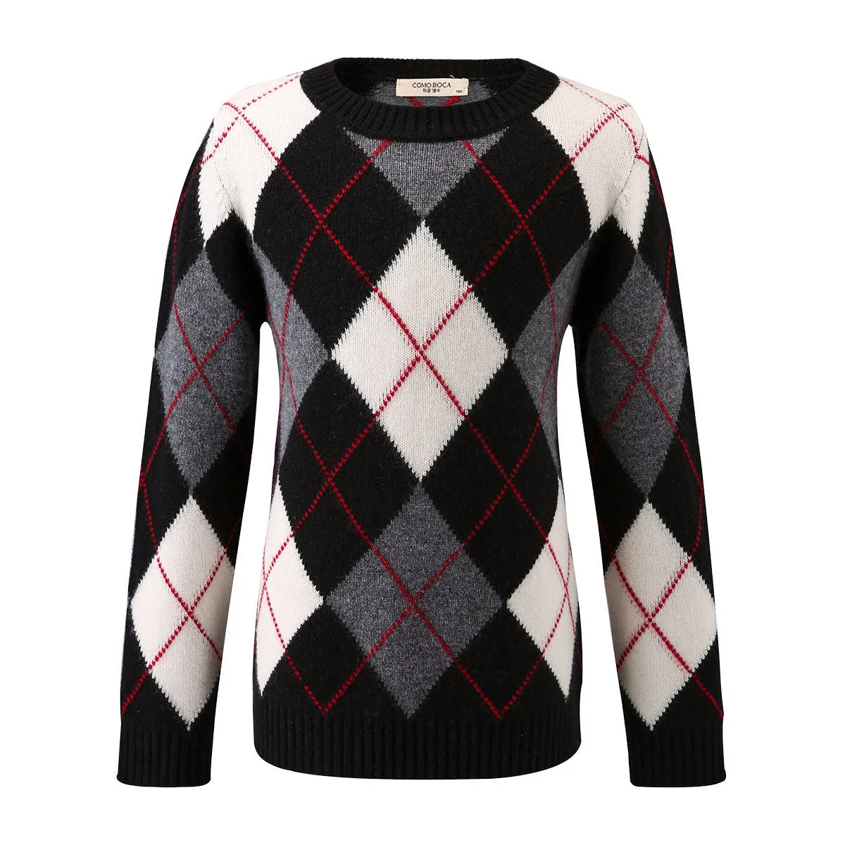 100% Wool Kids' Ribbed Argyle Knit Sweater sold by COMOBOCA product image thumbnail 2