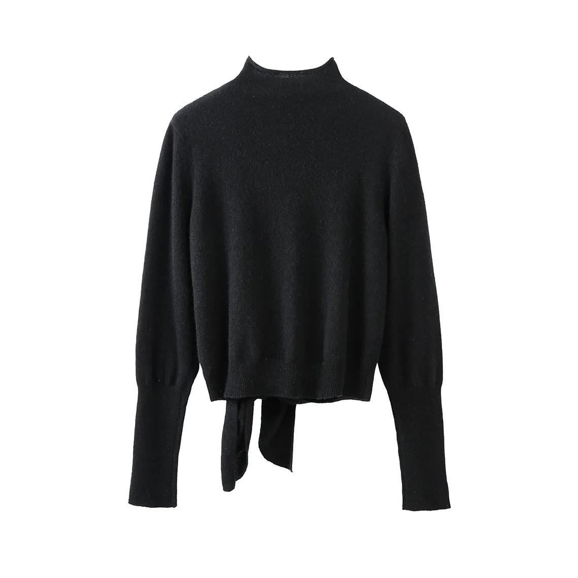 100% Cashmere Women's Mock Neck Tie-Waist Sweater sold by COMOBOCA product image thumbnail 2