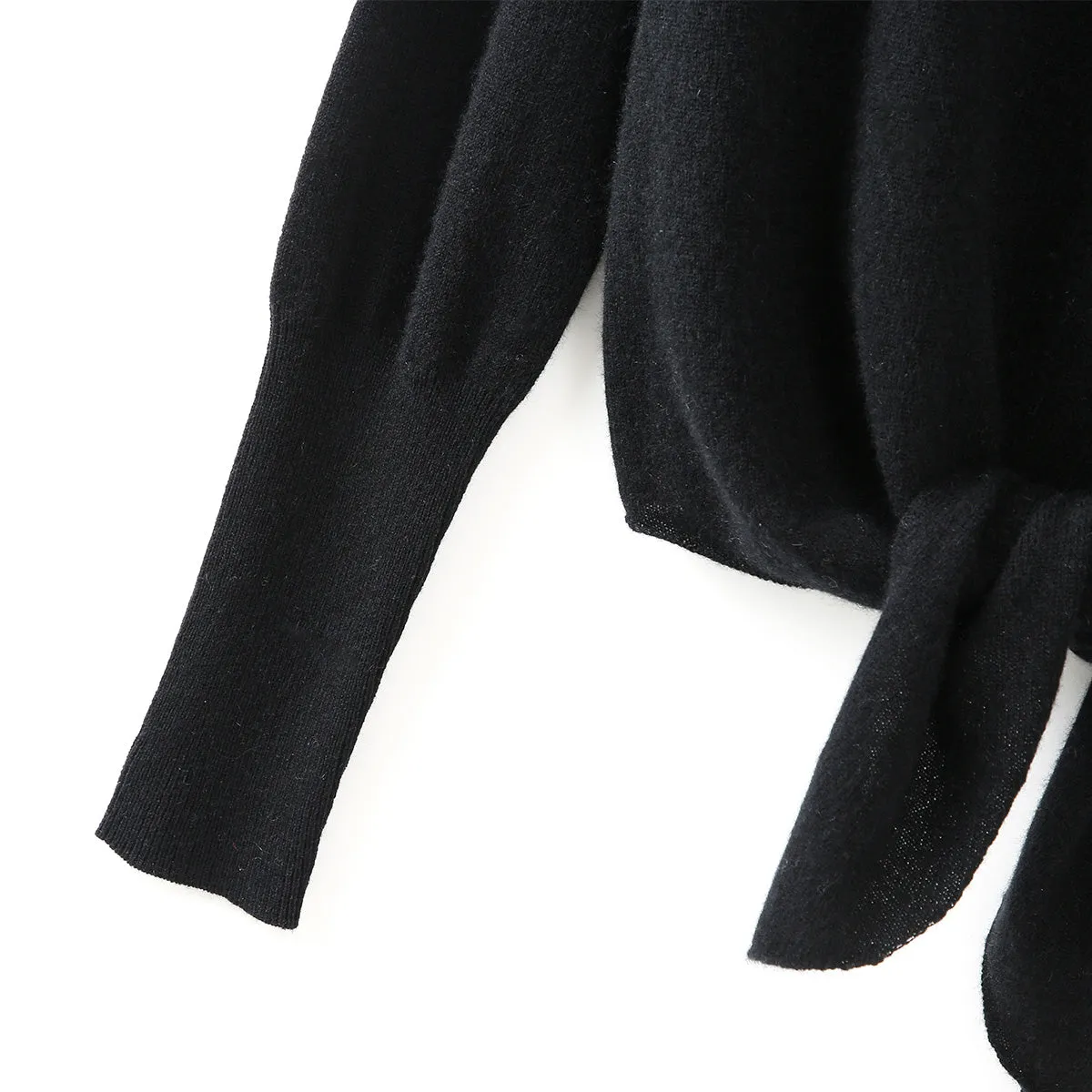 100% Cashmere Women's Mock Neck Tie-Waist Sweater sold by COMOBOCA product image thumbnail 5
