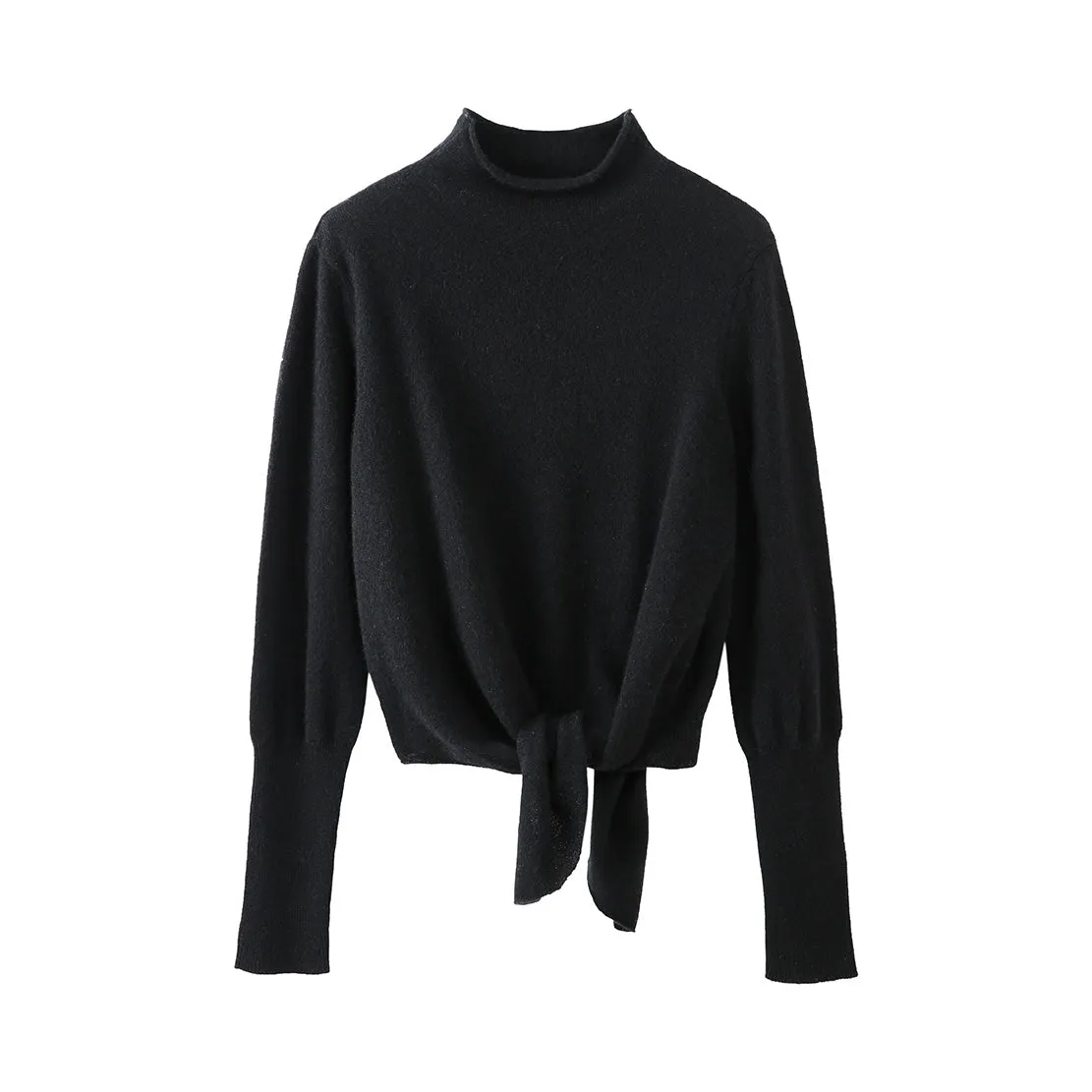 100% Cashmere Women's Mock Neck Tie-Waist Sweater sold by COMOBOCA