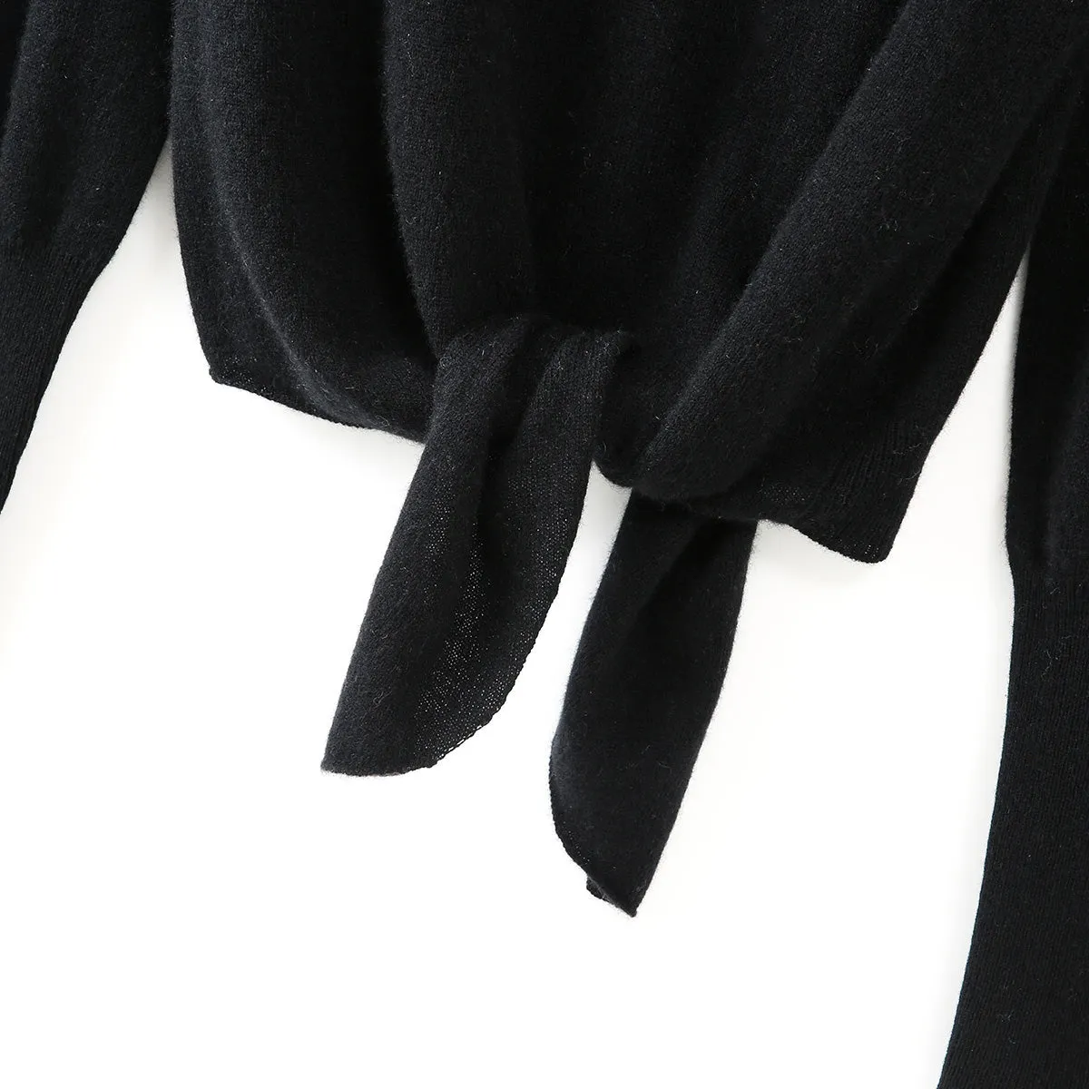 100% Cashmere Women's Mock Neck Tie-Waist Sweater sold by COMOBOCA product image thumbnail 4