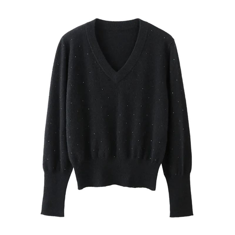 100% Cashmere Women's Sweater with Crystal Embellishments sold by COMOBOCA