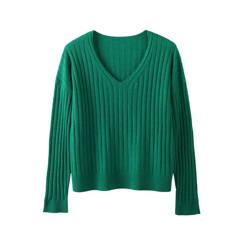 100% Cashmere Women's Cozy Ribbed V-Neck Sweater sold by COMOBOCA