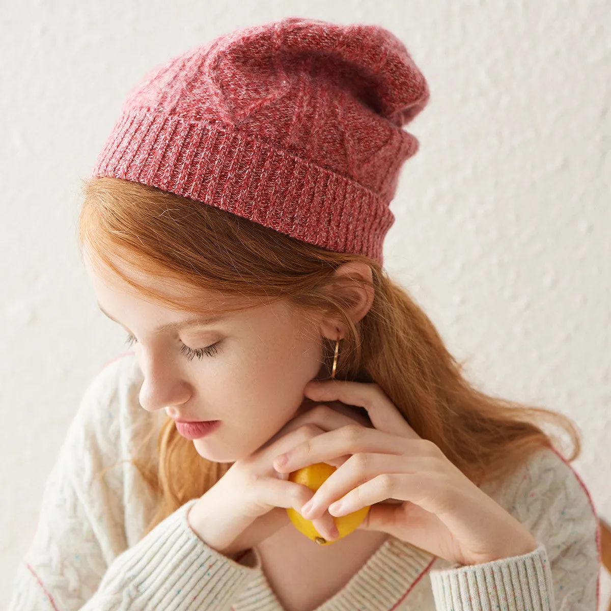 100% Cashmere Soft Knit Slouchy Beanie sold by COMOBOCA product image thumbnail 2