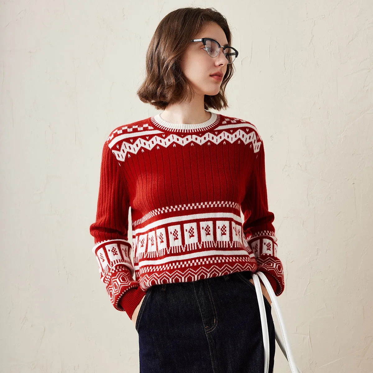 100% Cashmere Women's Sweater with Abstract Design sold by COMOBOCA