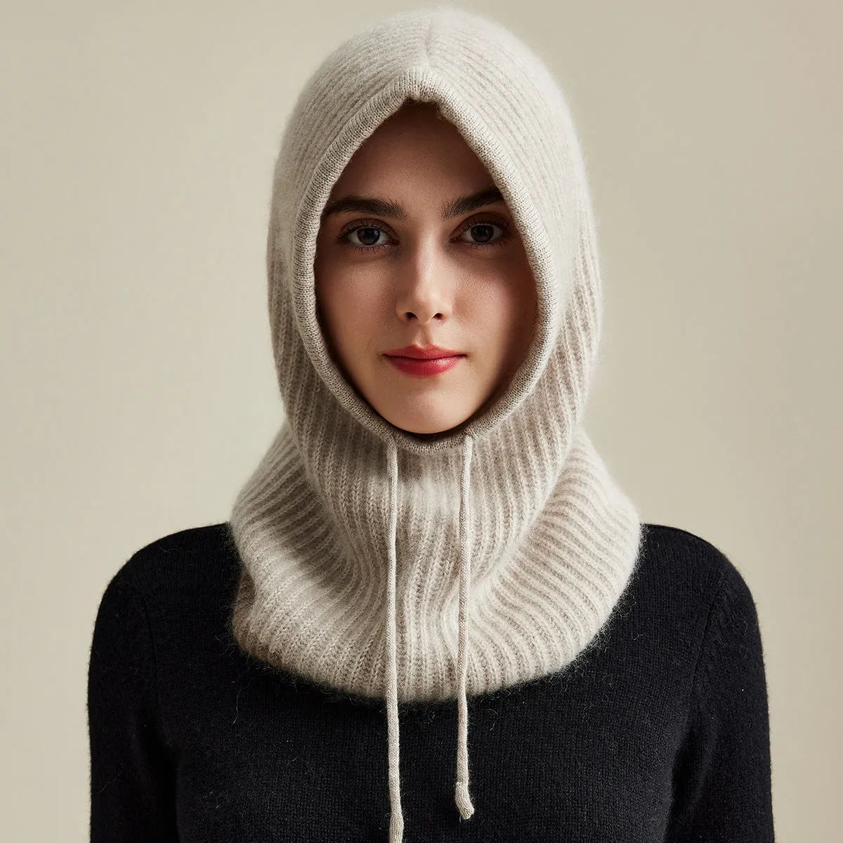 100% Cashmere Women's Ribbed Cozy Reversible Knit Hood sold by COMOBOCA