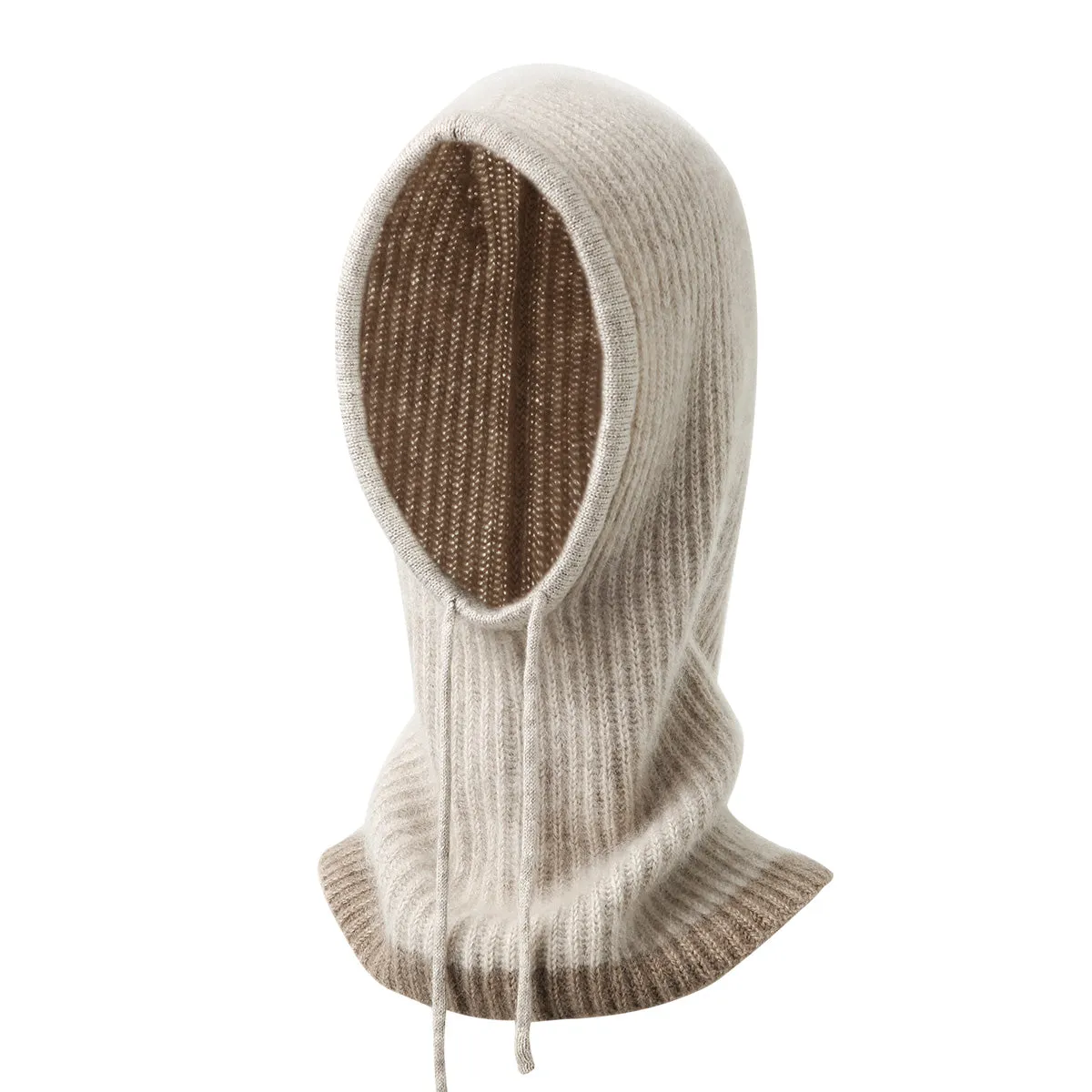 100% Cashmere Women's Ribbed Cozy Reversible Knit Hood sold by COMOBOCA product image thumbnail 2