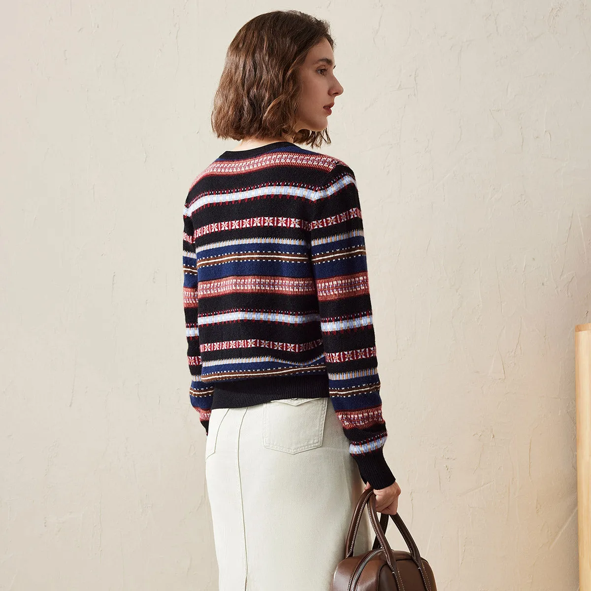 100% Cashmere Nordic Inspired Striped Knit Cardigan sold by COMOBOCA product image thumbnail 2