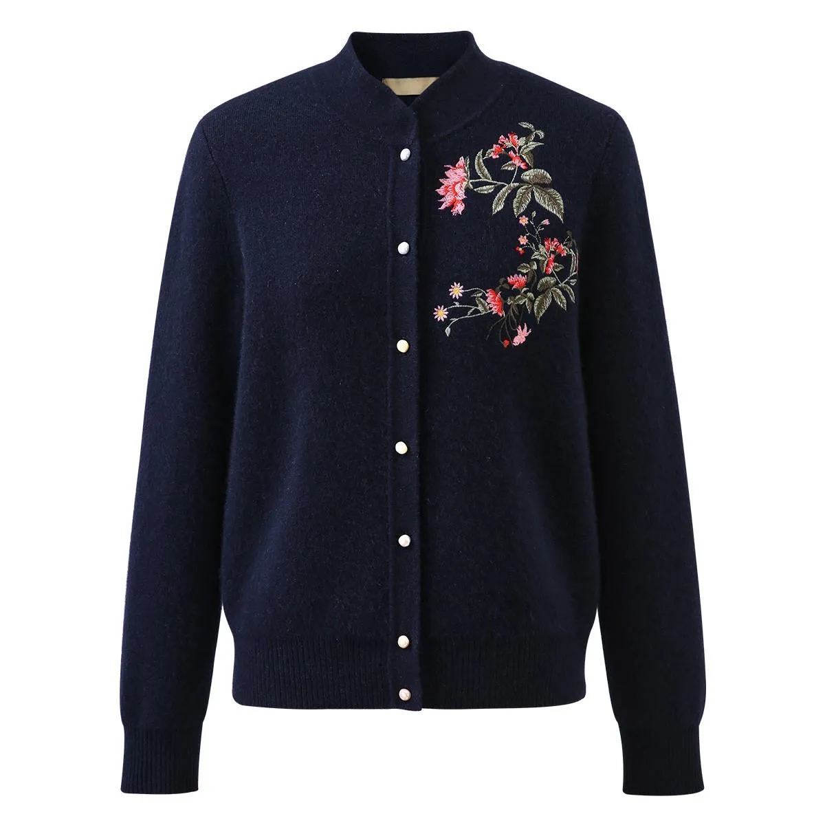 100% Cashmere Elegant Floral Embroidered Cardigan sold by COMOBOCA product image thumbnail 4