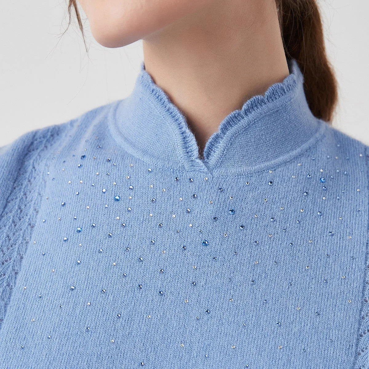 100% Cashmere Knit Sweater with Rhinestone Accents sold by COMOBOCA product image thumbnail 5