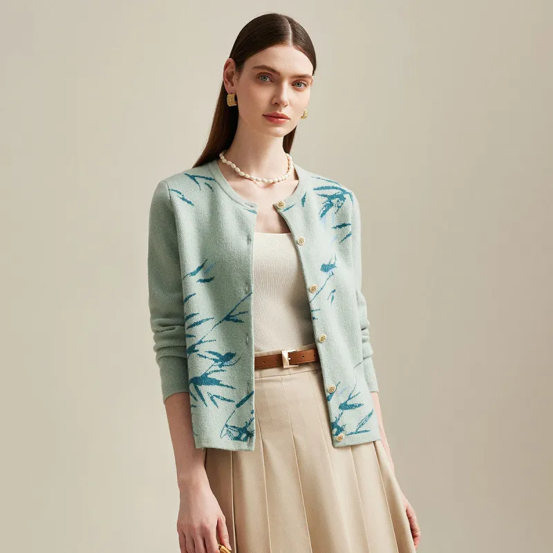 100% Cashmere Womens Bamboo Pattern Cardigan sold by COMOBOCA