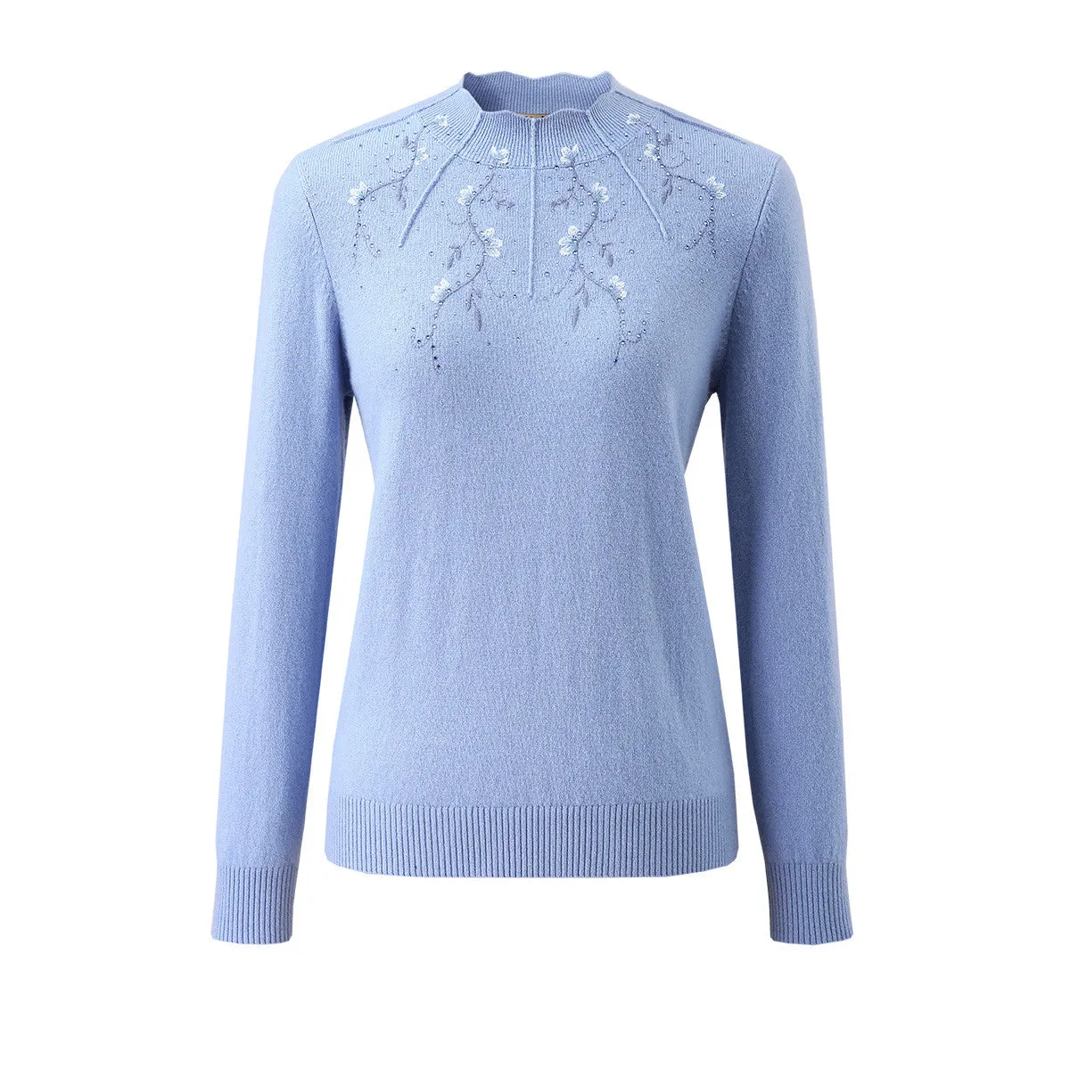 100% Cashmere Women's Ribbed Mock Neck Sweater sold by COMOBOCA product image thumbnail 4