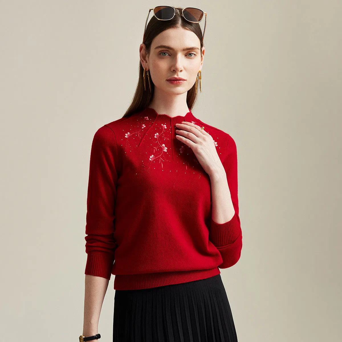 100% Cashmere Women's Ribbed Mock Neck Sweater sold by COMOBOCA product image thumbnail 5