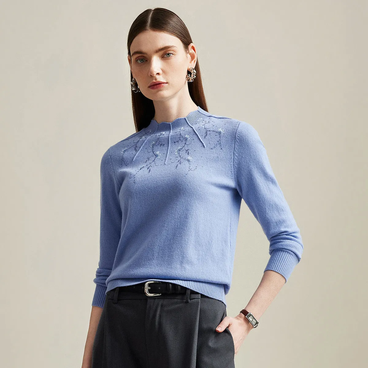 100% Cashmere Women's Ribbed Mock Neck Sweater sold by COMOBOCA product image thumbnail 2